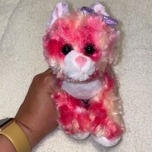 Hug Fun Pink Super Soft Plush Kitty Purple Bow